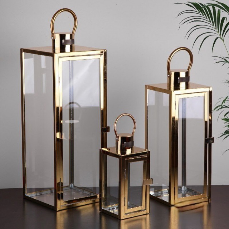 Set of 3 pieces Luxury modern latterns - GOLD 