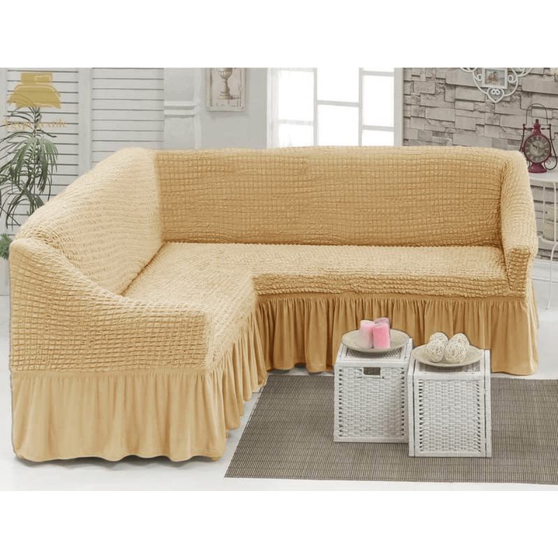 Elastic Cover for sofa with corner beige
