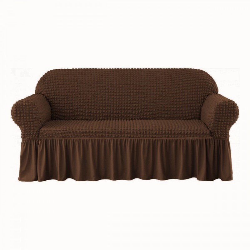 Elastic cover 2 seat sofa (70% cotton 30% lyra) brown