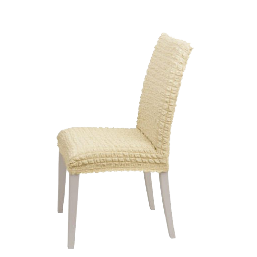 Elastic chair cover without ruffles ecru