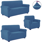 Set 3 pcs for sofa without ruffles POP BLUE (70% Cotton 30% lycra)