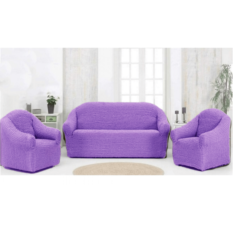 Set 3 pcs for sofa without ruffles (70% Cotton 30% lycra) purple