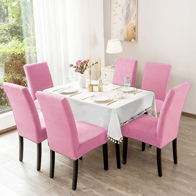 Set 6pcs Elastic Chair Cover without ruffles POP PINK