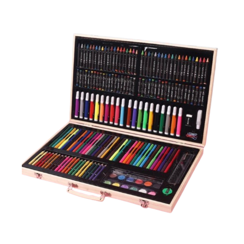 Painting Set 180 pcs with Wooden Carrying Case 47.5×29.5×4.5 cm