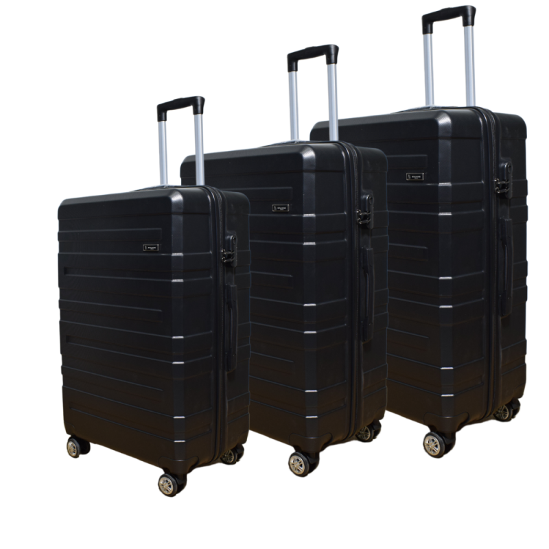 Set of 3 pieces Luggage Set 75cm x 49cm x 31cm ABS STRIPES-3119-BLACK