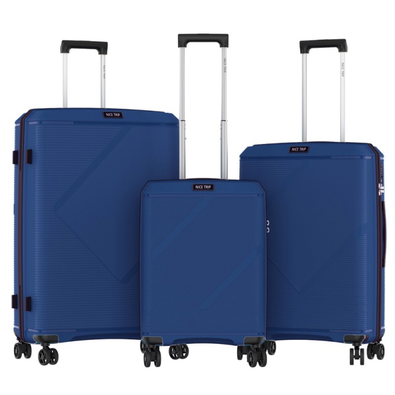 Set of 3 pieces Luggage Set 77*53*30cm – PP – NICE TRIP – PPZ-SQ-NAVY BLUE