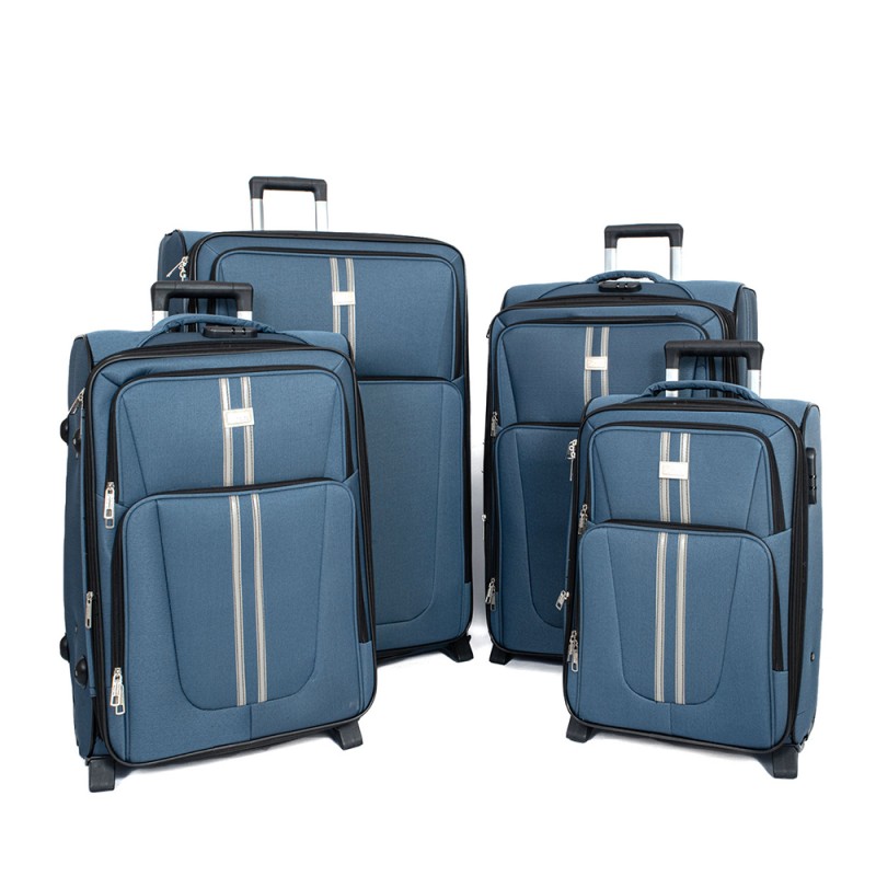 Set of Travel Suitcases 4 pcs 83*53*37cm FABRIC – TRAVEL FABRIC – BLUE