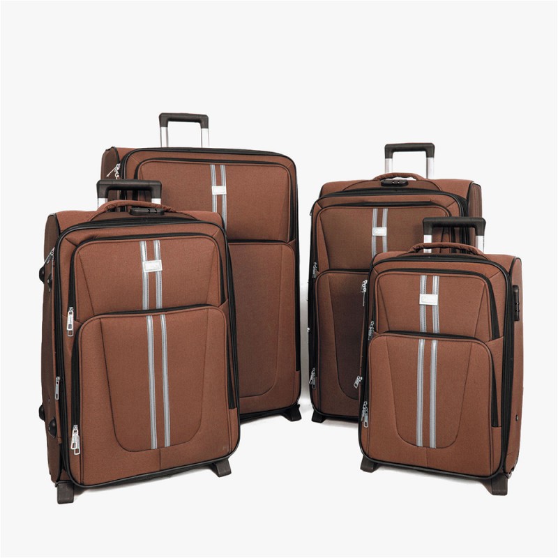 Set of Travel Suitcases 4 pcs 83*53*37cm FABRIC – TRAVEL FABRIC – BROWN