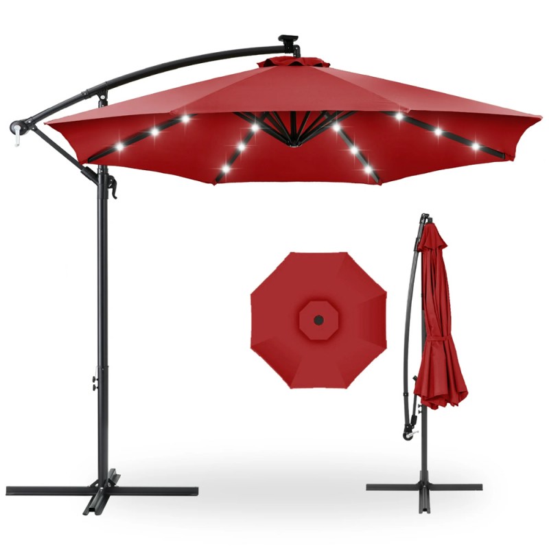 Επαγγελματική ομπρέλα αλουμινίου πλαϊνού ιστού με LED και διάμετρο 300cm – ΜΠΟΡΝΤΟ