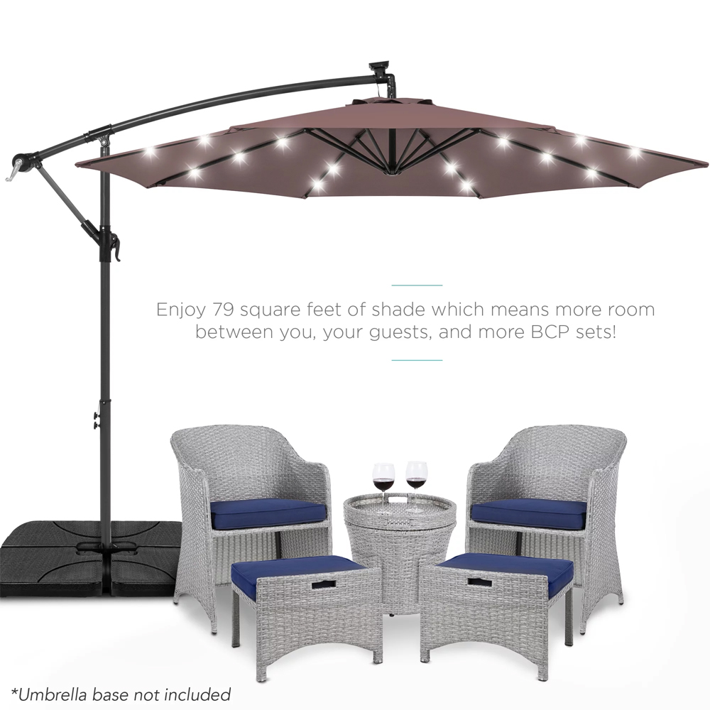 Professional aluminum side mast umbrella with LED and diameter 300cm - BROWN
