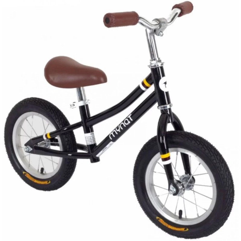 Παιδικό Ποδήλατο Ισορροπίας Mynat Vintage με Δερμάτινη Σέλα EB602-BLACK