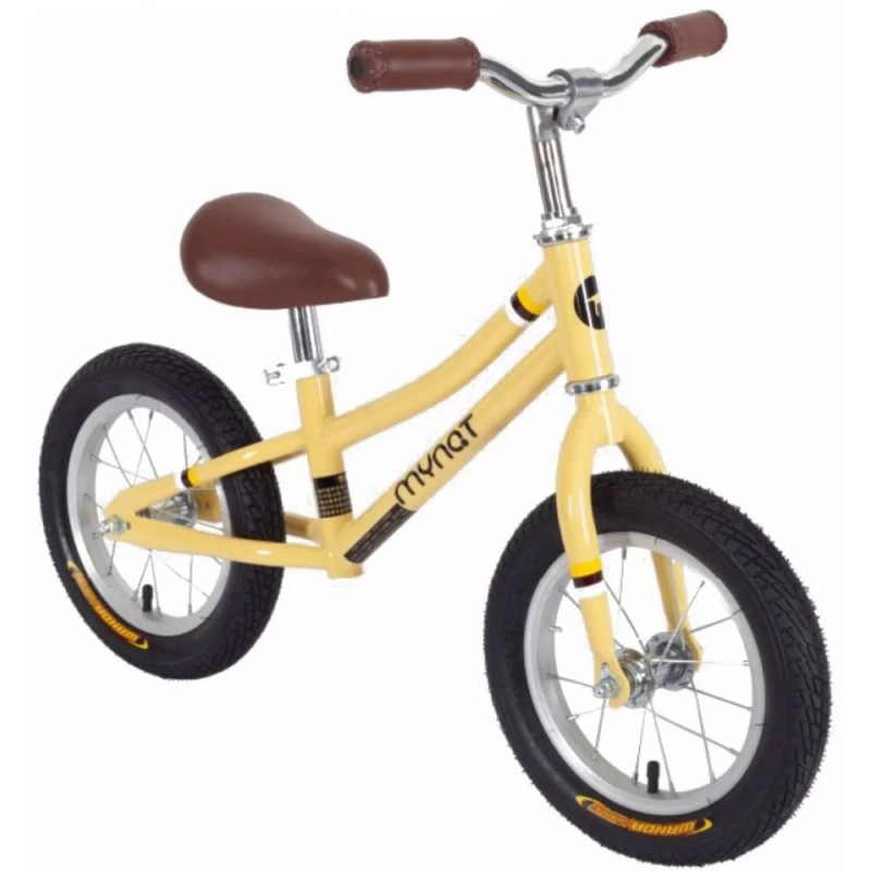 Παιδικό Ποδήλατο Ισορροπίας Mynat Vintage με Δερμάτινη Σέλα EB602-YELLOW